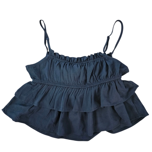 NWT Wild Fable XS Black Ruffle Tiered Crop Cami Top - Picture 2 of 5